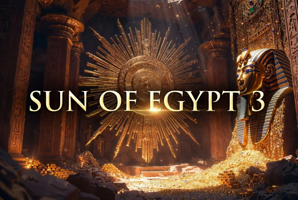 Sun of Egypt 3 demo — основной экран на барабанах 6×4 с механикой Hold and Win